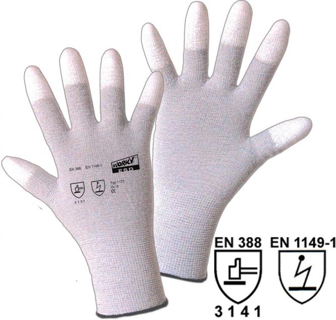 1170 ESD Nylon/Carbon-PU (Fingerspitzen) Feinstrickhandschuh 